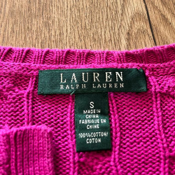 Pull torsadé rose col V Lauren Ralph Lauren pour femme, taille S - photo numéro 5