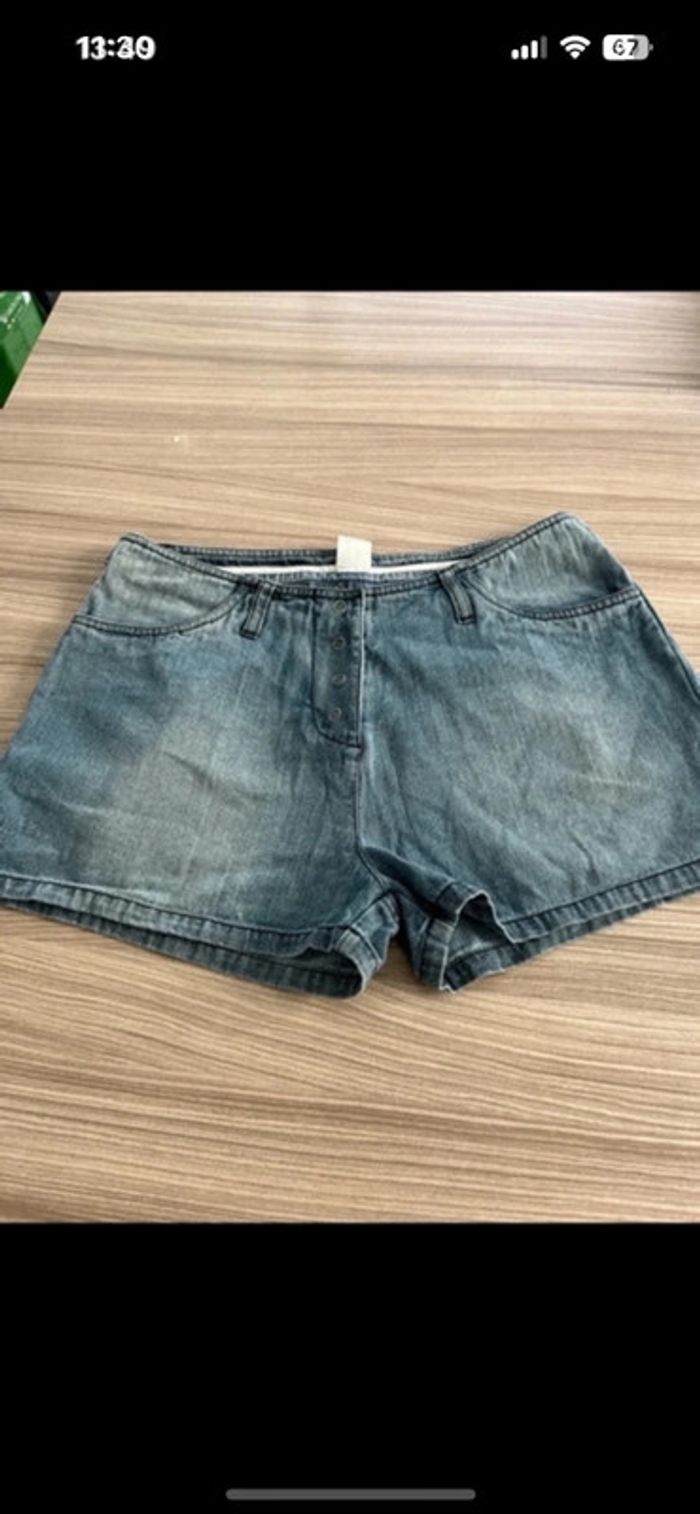 Short en jean pastille menthe