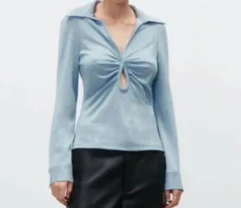 Blouse pull en lurex paillettes bleu Zara taille L