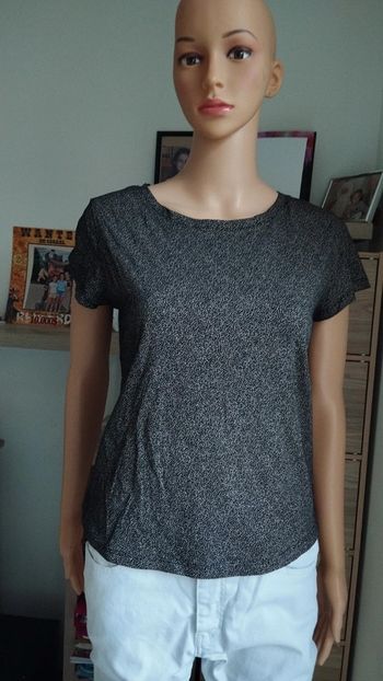 Tee-shirt noir points marron taille s femme h&m