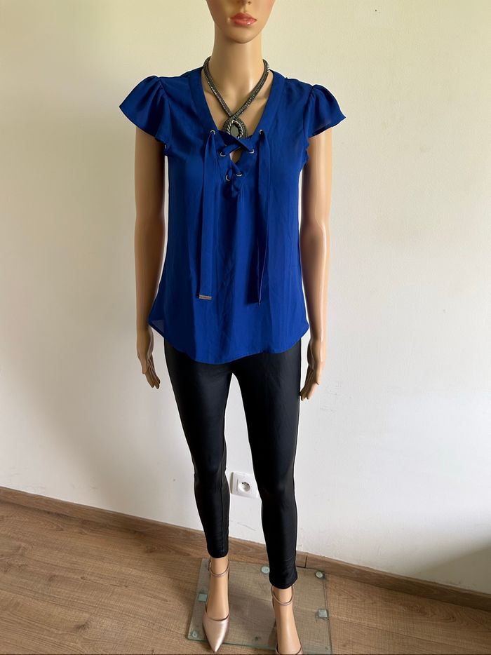 Blouse bleue à manches courtes Morgan taille 36 jamais portée - photo numéro 3