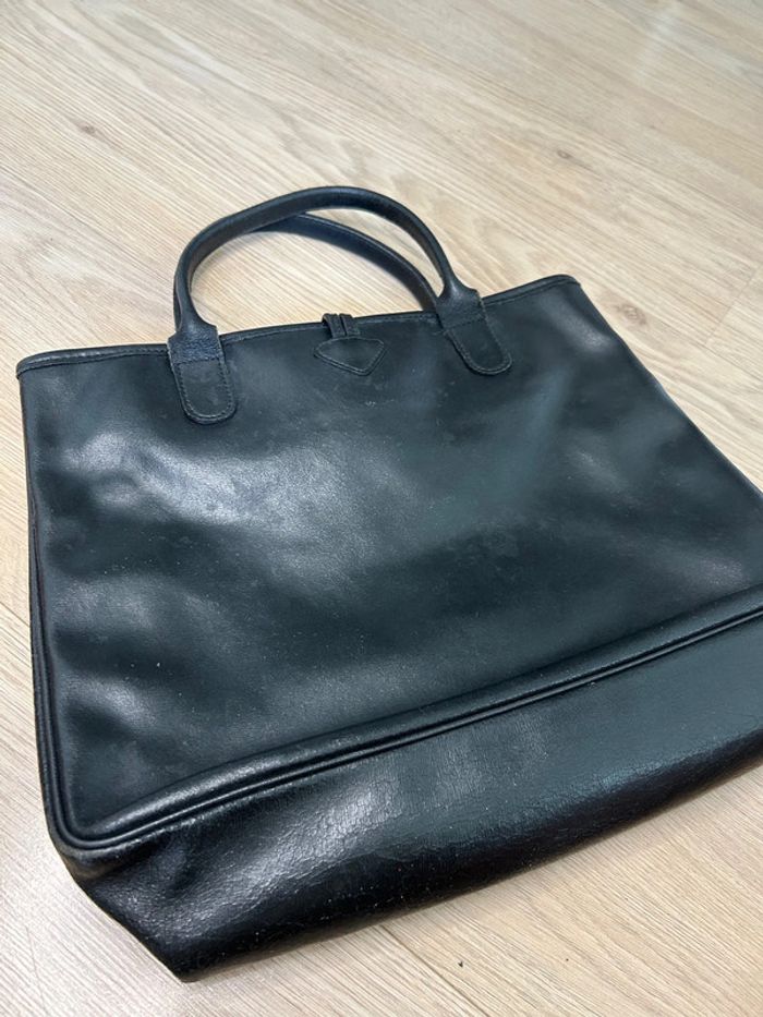 Sac à main Longchamp vintage en cuir noir - photo numéro 12