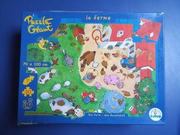 Boîte puzzle géant très grands morceaux thème animaux,la  ferme ,  djeco, 2,5 ans, 37 pièces, idée  cadeau de Noël