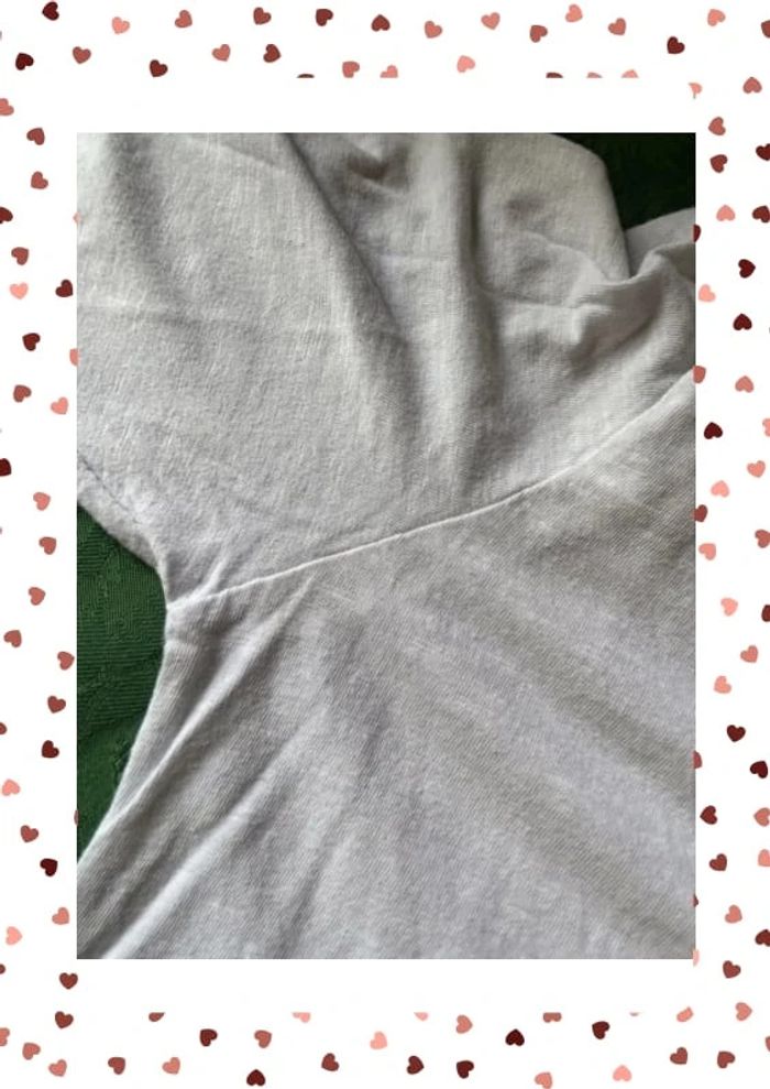 T-shirt manches longues blanc col v April Vintage - photo numéro 4