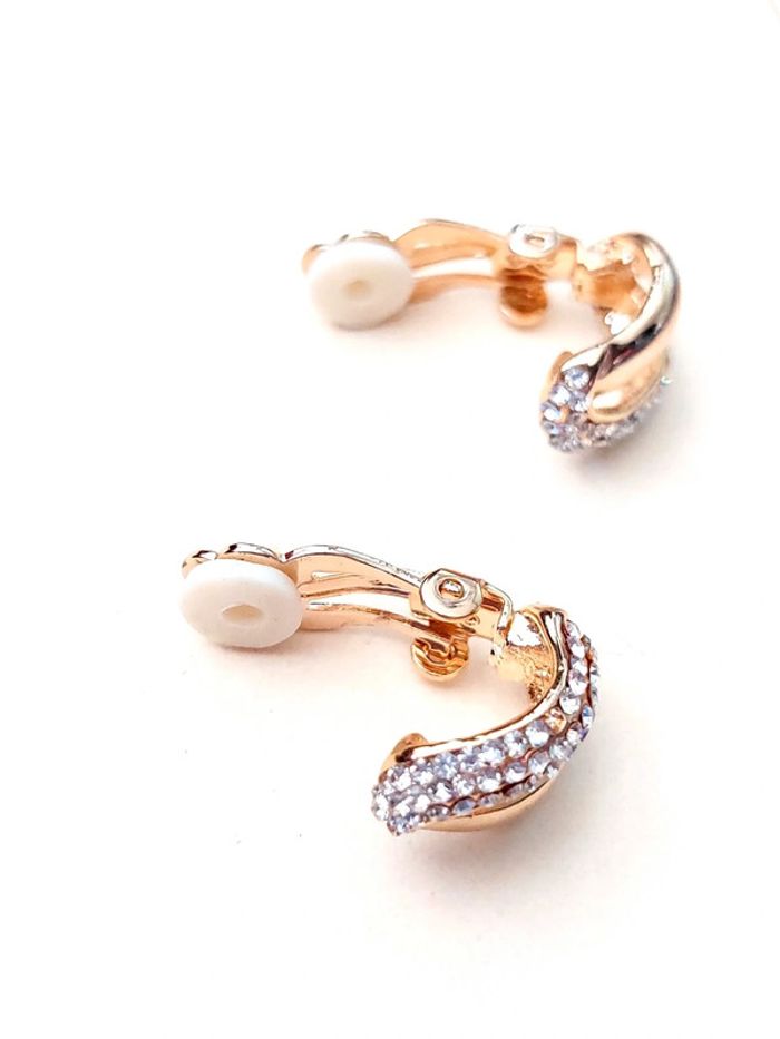 Paire de boucles d'oreilles à clip vintage doré - photo numéro 6