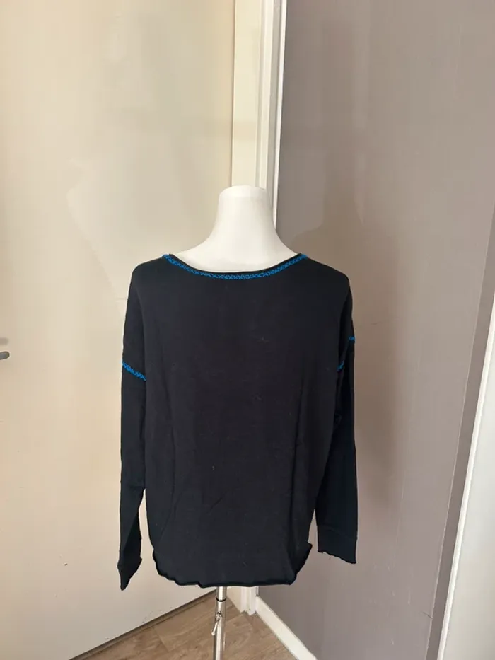 Wild  pull fin haut t-shirt noir en jersey épais bohème chic peace - photo numéro 6