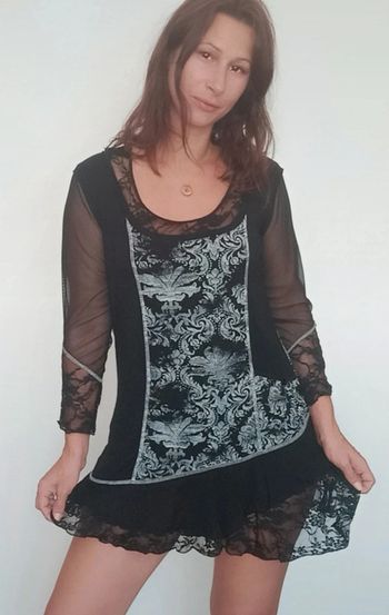 Robe tunique dentelle et voile 38/40