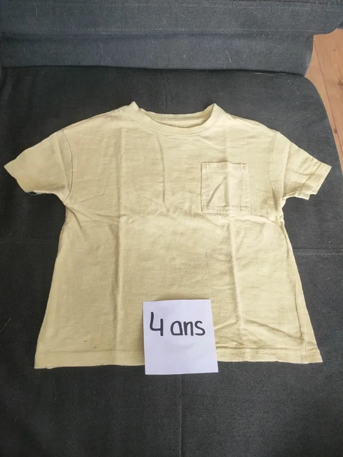 T-shirt manches courtes jaune/vert garçon 4 ans