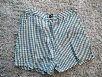 Short carreaux bleus et verts 156 cm Soft Grey