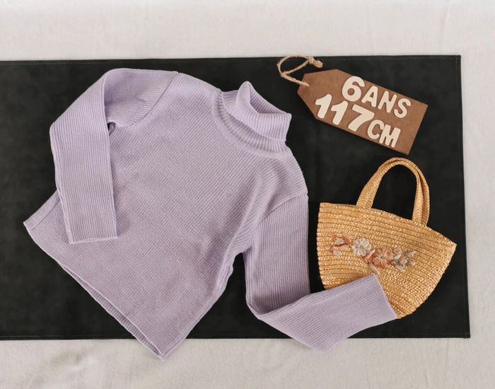 Pull 👸 col roulé, mauve, Okaïdi, 6ans