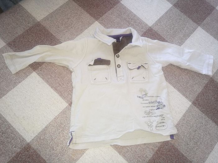 Polo manches longues écru sergent major 9 mois