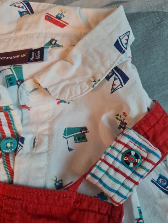 Chemise et salopette short sergent major 2 ans - photo numéro 5