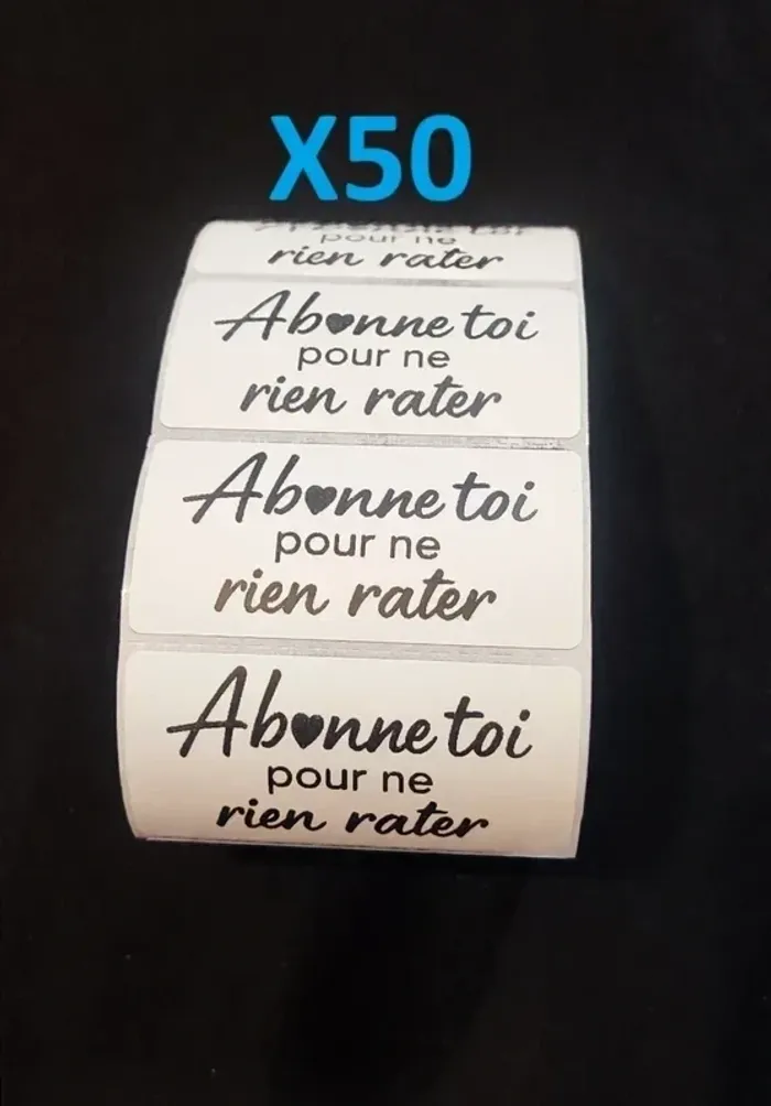 Lot 50 stickers “Abonne-toi pour ne rien rater” 60×30 mm - photo numéro 2