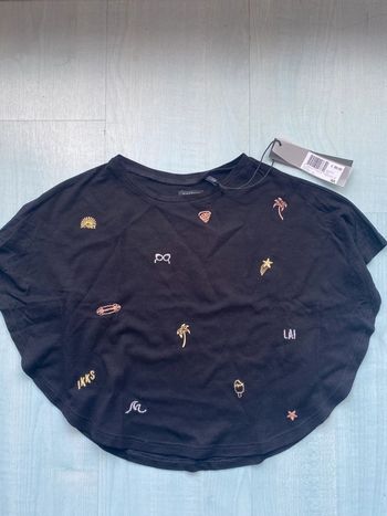 T shirt noir poncho ikks fille 4 ans