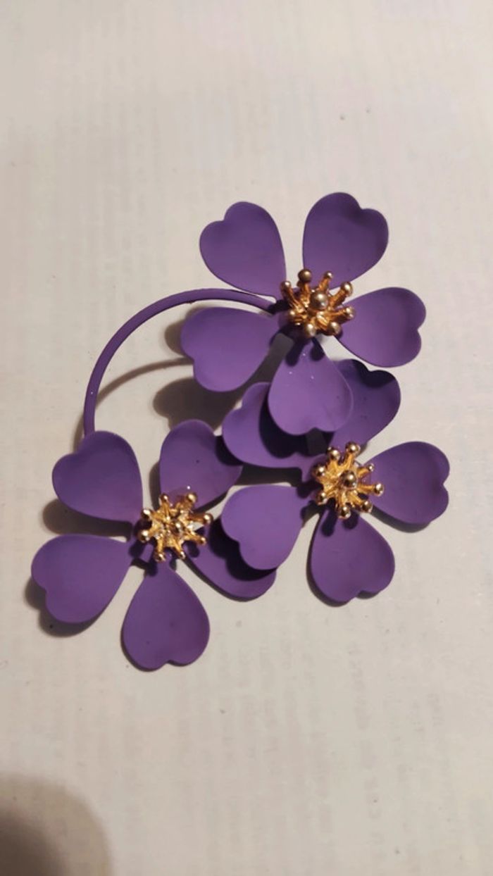 Boucles d'oreilles fleurs mauves