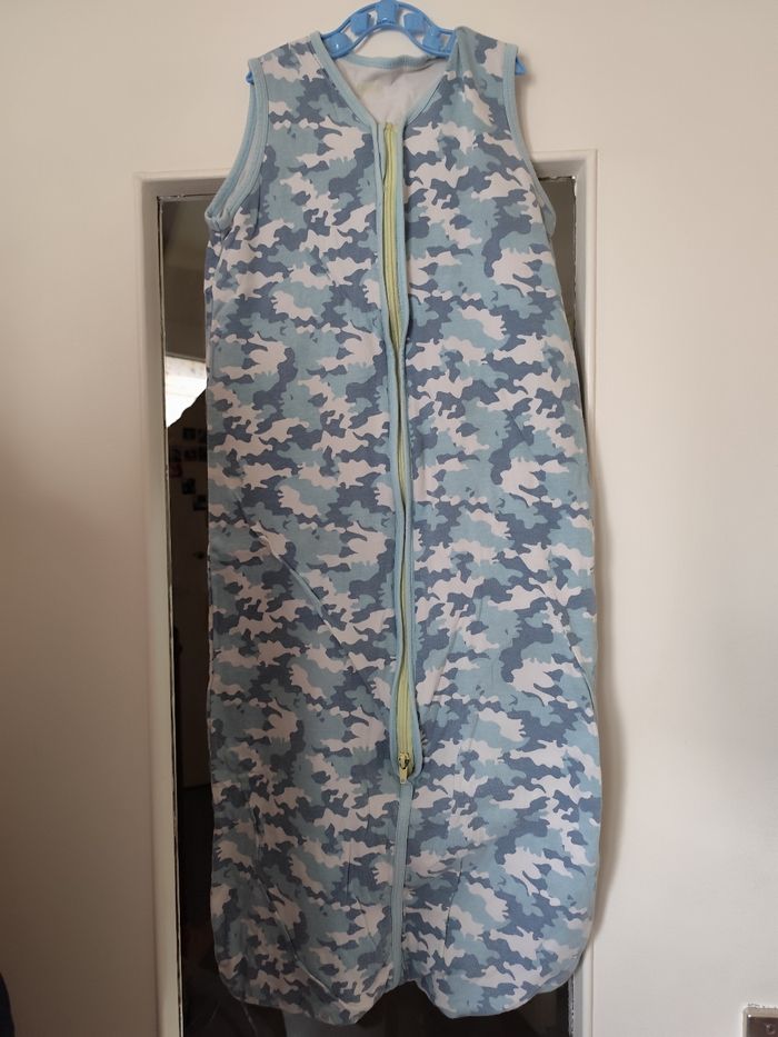 Gigoteuse sans manches treillis militaire bleu/blanc 90 cm