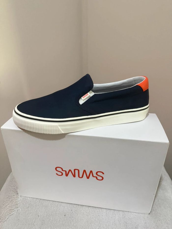 Swims - Mocassins, Bleu marine, orange, Taille 43