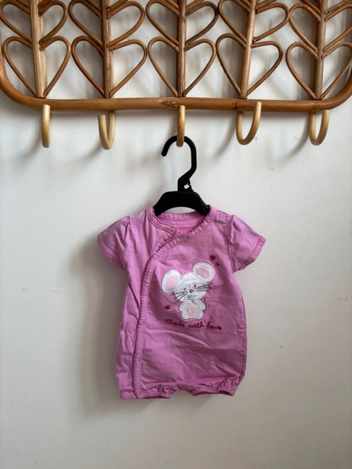 Pyjama été rose souris In Extenso 3 mois