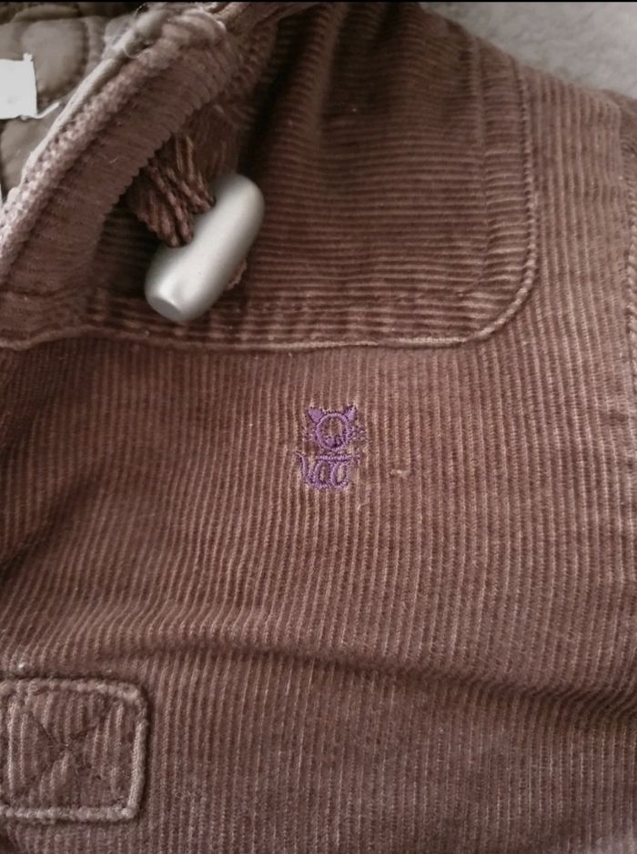 Manteau à capuche en velours marron Obaïbi 12 mois - photo numéro 4