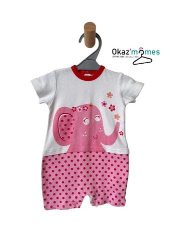 Pyjama d’été éléphant rose - taille 3 mois (60cm)