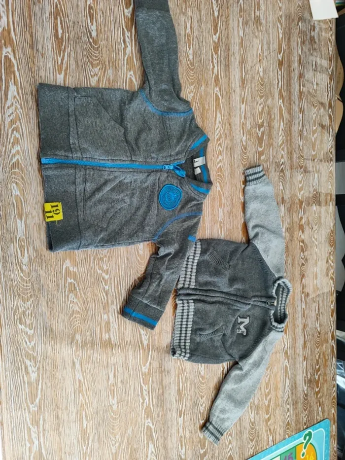 🍁 lot 2 gilets zippé taille 12 mois🍁
