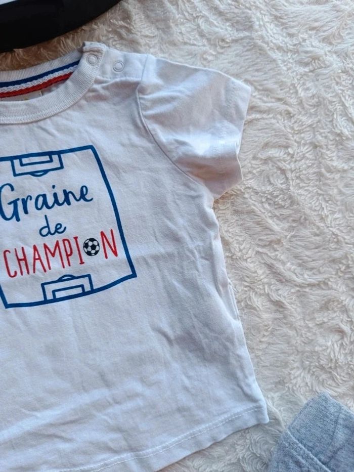 Ensemble (tee shirt manches courtes+jogging) Garçon 6 mois graine de champion football - photo numéro 6