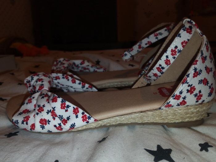 Sandales tissu fleurs rouges Liberto talons tressé - photo numéro 5