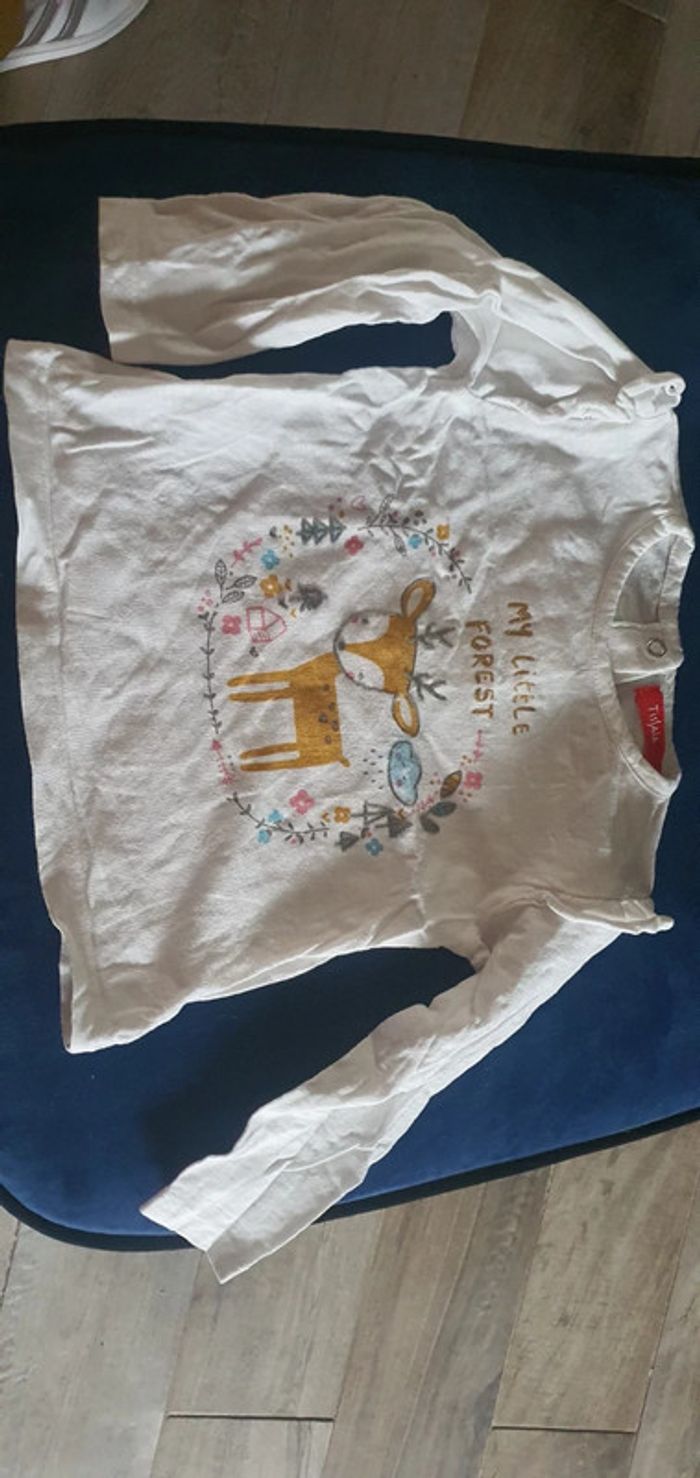 Tee shirt blanc manche longue tissaia 9mois - photo numéro 2