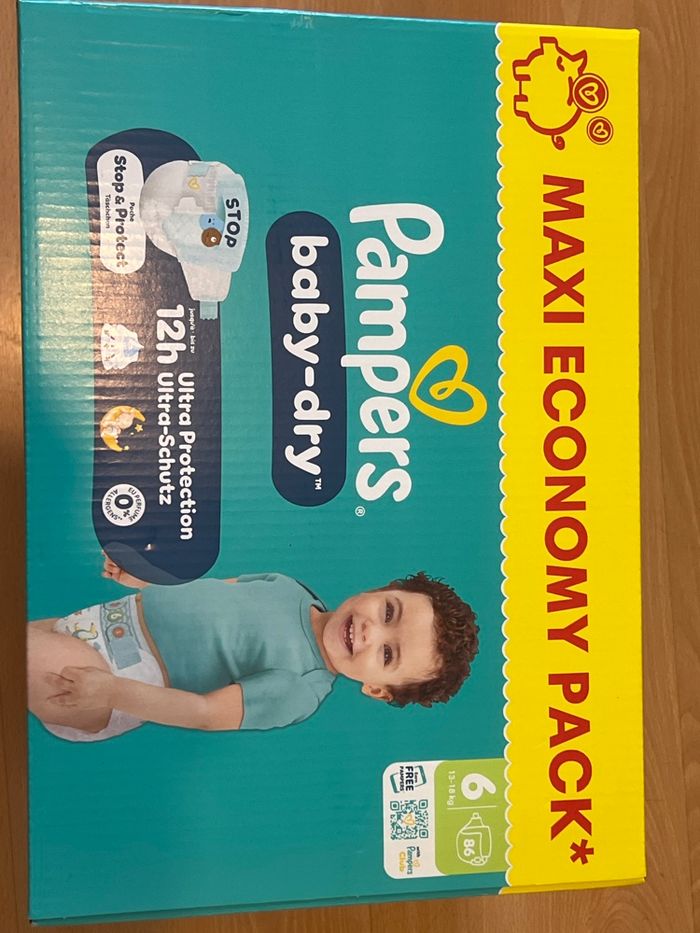 Pampers baby dry taille 6 86 couches x2carton - photo numéro 2