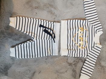 Ensemble Rayé bleu marine 0-3mois