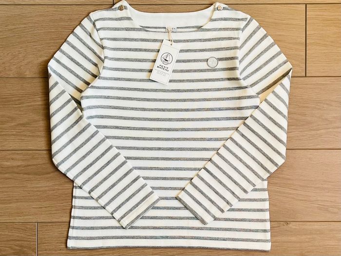 Marinière en jersey gris argent collection Noël Petit bateau T-12 ans - photo numéro 2