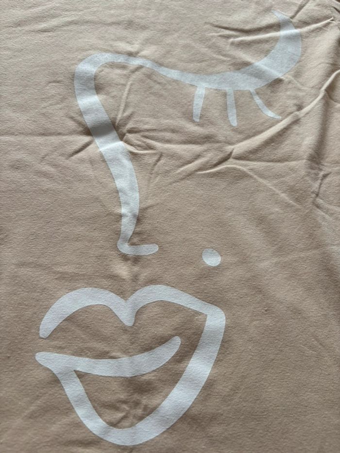T-shirt femme beige motif arty œil bouche neuf taille unique Estee Brown Paris - photo numéro 8
