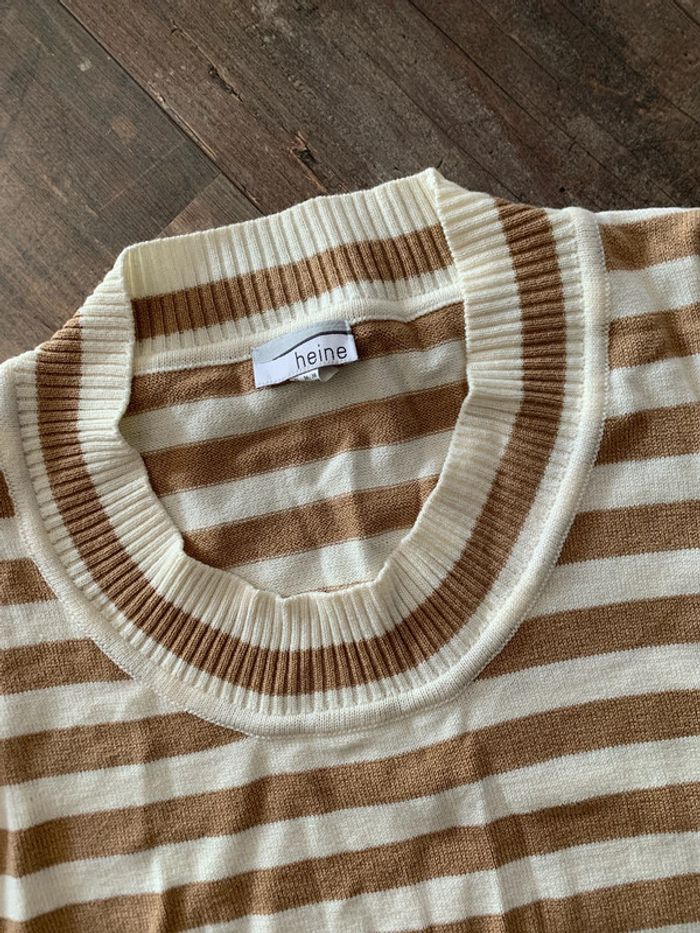 Pull long rayé beige/ caramel - photo numéro 2