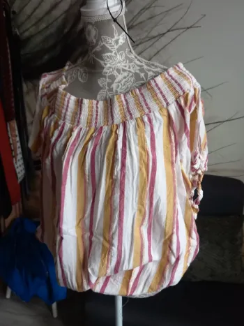 T-shirt blouse épaule dénudée grande taille