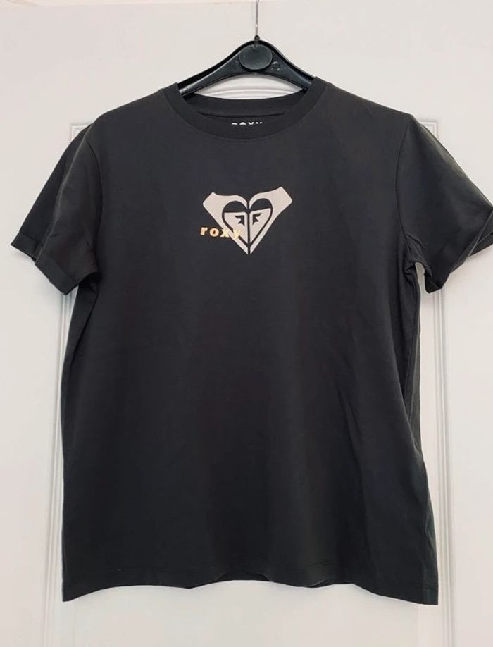 Teeshirt noir coeur Roxy S coton bio organique