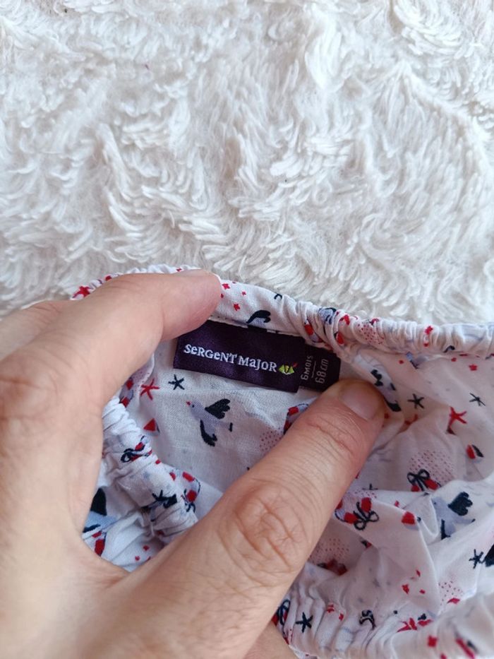 Ensemble 5 pièces (robe+boomer+tee shirt+gilet+chapeau) Fille 6 mois oiseau mer Sergent major - photo numéro 8