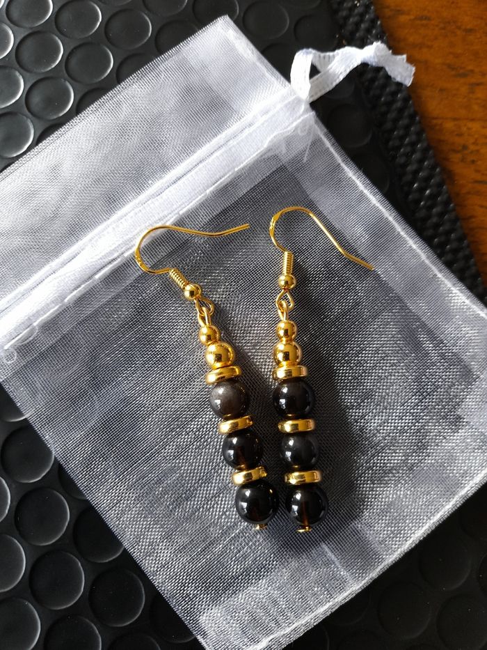 Boucles d'oreilles Obsidienne