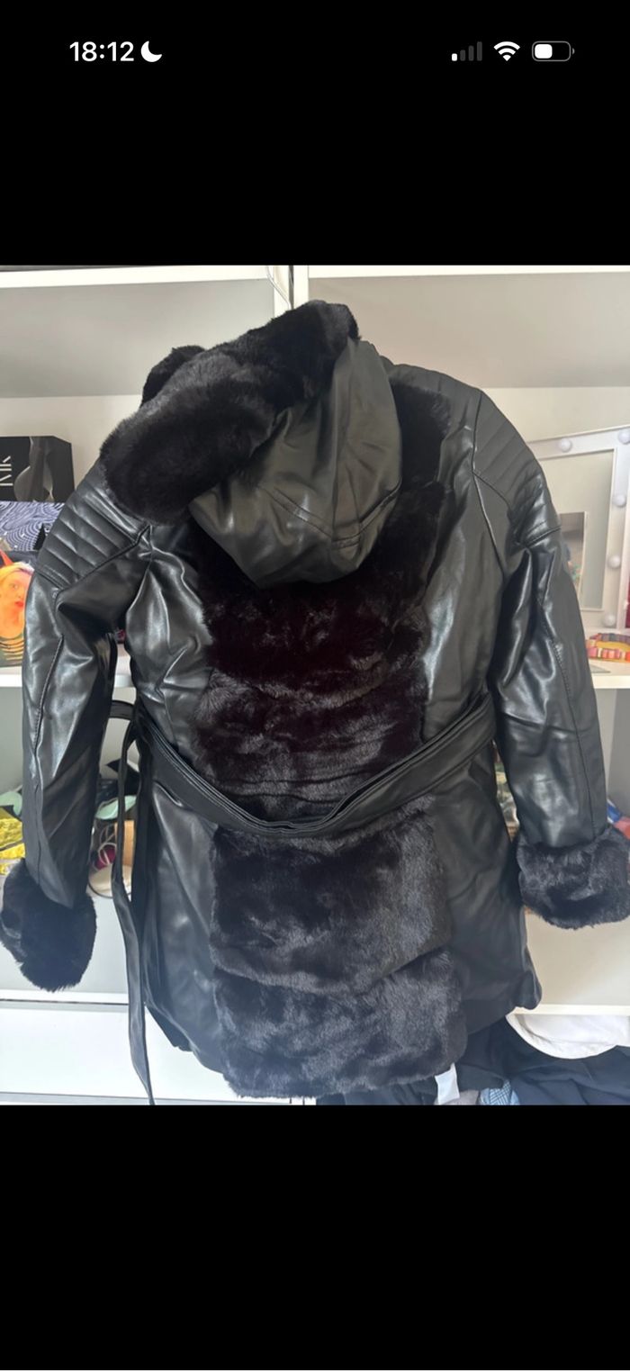 Veste semi cuir avec fourrure - photo numéro 2