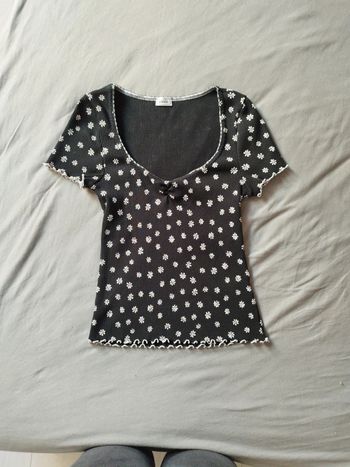 Haut noir à fleurs Pimkie taille S