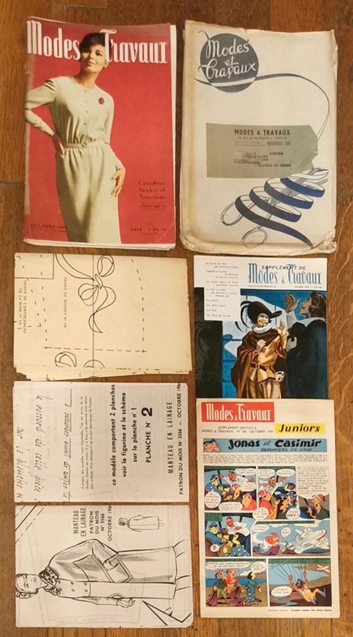 Rare complet magazine mode et travaux 1964 patrons et suppléments vintage - photo numéro 2