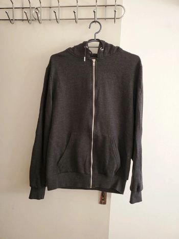 Sweat zip à capuche gris foncé noir TS