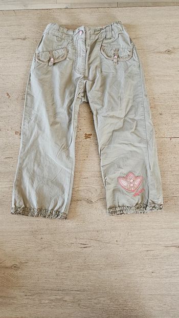 Pantalon 7/8 beige foncé, en toile, ajustable à la taille, Esprit, 8 ans, nickel