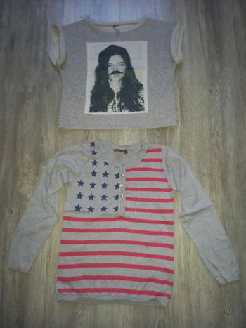 lot pull sans manche pailleté orchestra et pull bilook taille 8 ans