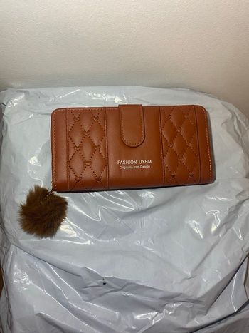 👜 Portefeuille -porte monnaie long femme brun – PVC cuir synthétique double pli