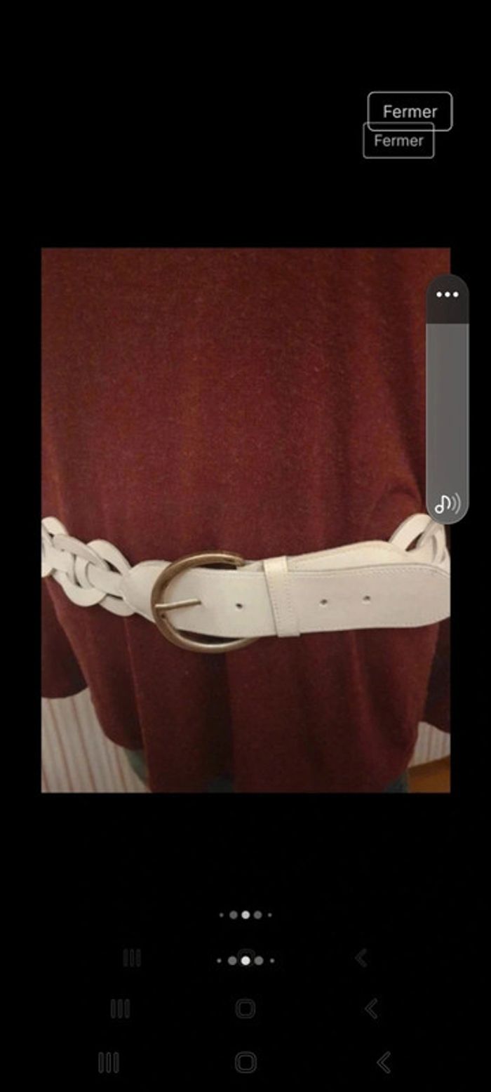 Ceinture blanche Terre Bleue en cuir cm 90/95 - photo numéro 8