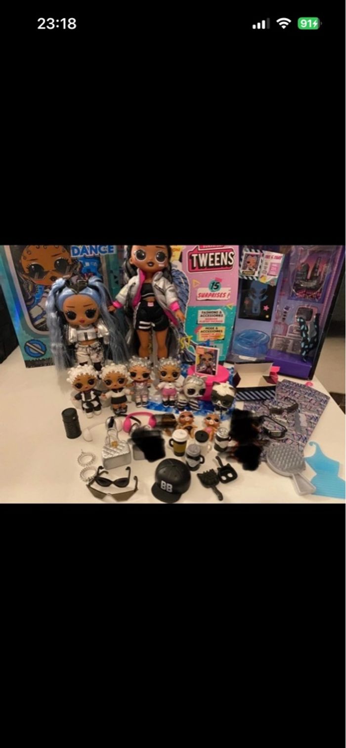 LOL Surprise OMG Dance B-Gurl Doll with 15 Surprises, Stylish Clothes, Magical Blacklight, Accessories, Shoes, Stand, TV Pack +  LOL Tweens Fashion Doll with 15 Surprises, Blue Hair