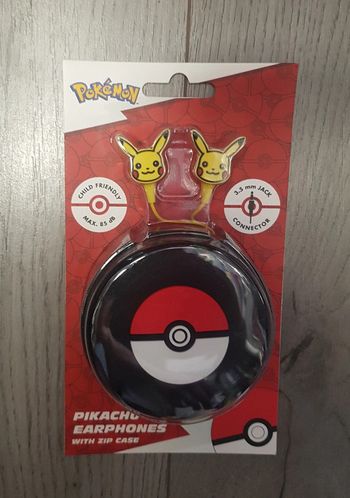 Pokemon pikachu wired earphones with zip case new sealed blister