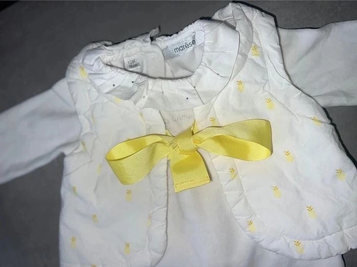 Lot ensemble pyjama marese 12 mois blanc jaune col strass ananas - photo numéro 2