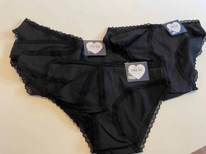 3 lots de 3 culottes noires tress taille S