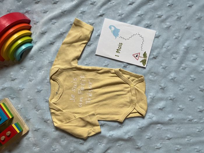 body manches longues jaune gémo 1 mois inscription devant - photo numéro 2